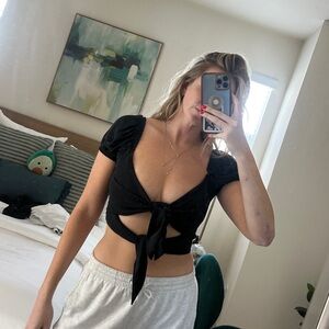 olivaceous tie crop top